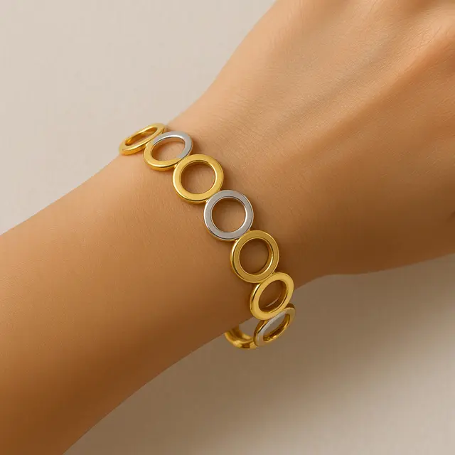 Model Gelang Emas Bangle Geometris Modular (Dual-Tone) 5 Gram 18 Karat