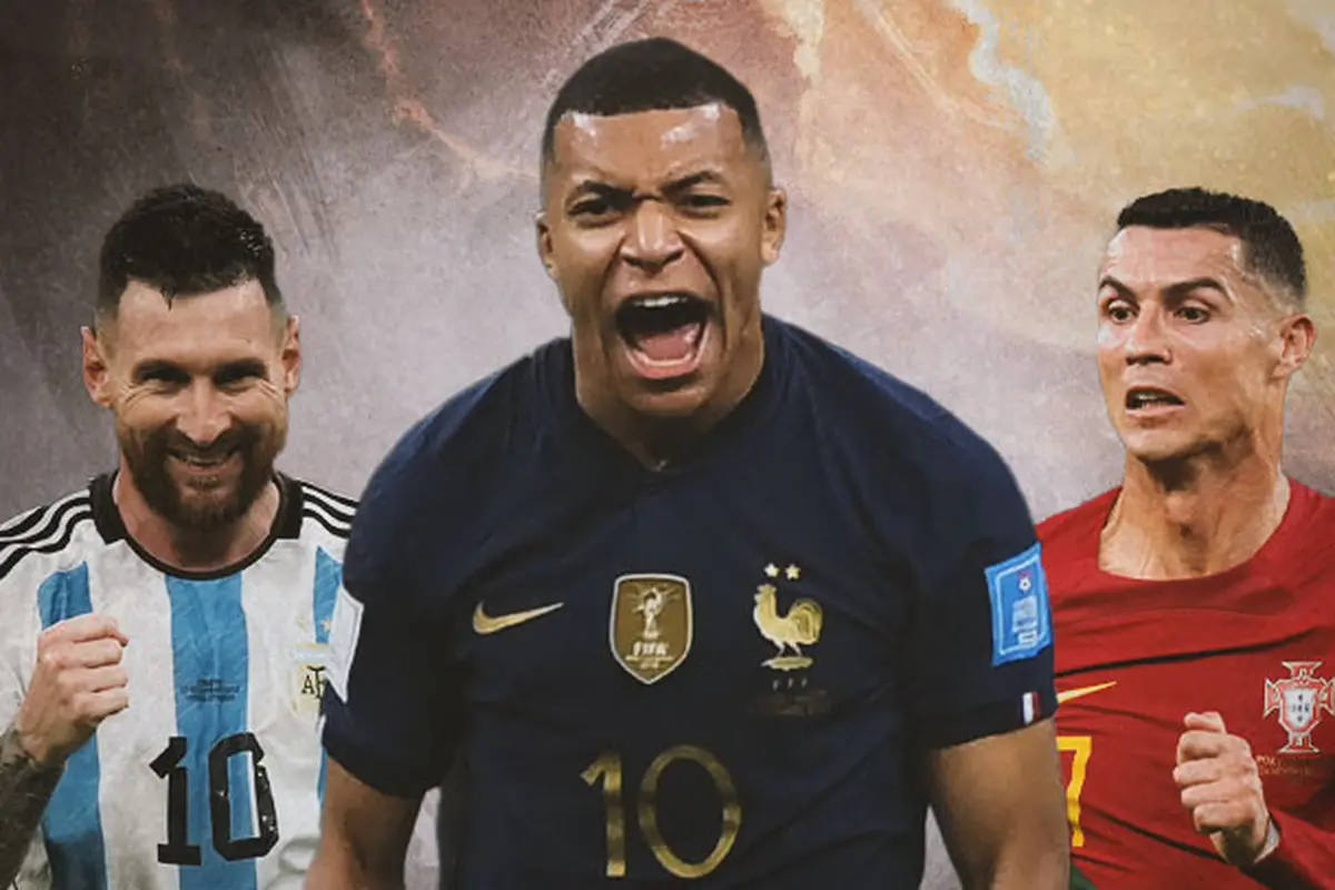 Ilustrasi - Lionel Messi, Kylian Mbappe, Cristiano Ronaldo