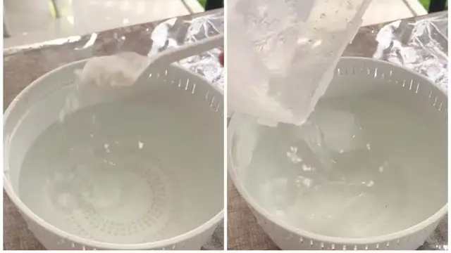 Memasukkan 1 sendok makan garam ke dalam air dingin