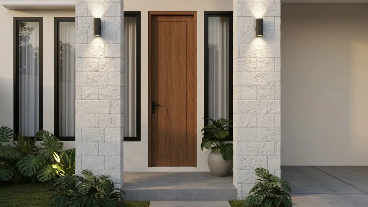 Gambar Rumah Minimalis dengan Pilar Batu Alam
