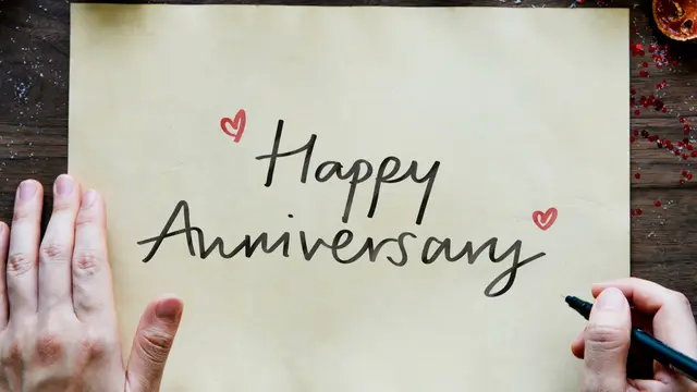 Ilustrasi happy anniversary, ulang tahun pernikahan