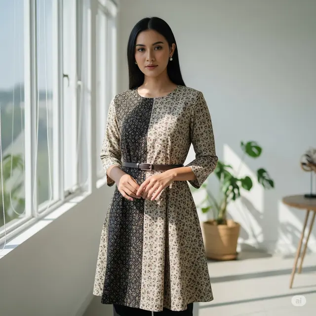 Model Baju Tenun Kantor Wanita. Foto: Gemini