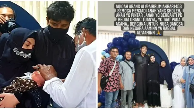 7 Momen Acara Akikah Air Rumi Akbar 1453 Anak Irish Bella dan Ammar Zoni, Serba Biru