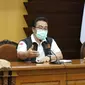 Konferensi pers perkembangan kasus virus corona baru yang memicu COVID-19 di Gedung Grahadi, Jumat (8/5/2020) (Foto: Liputan6.com/Dian Kurniawan)