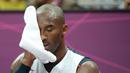 Ekspresi Kobe Bryant saat memperkuat AS melawan Nigeria dalam laga basket Olimpiade London 2012, (2/8/2012). (AFP/Mark Ralston)