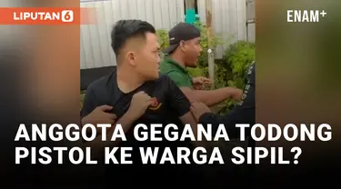 Viral! Pria Berkaus Polisi Todongkan Pistol ke Warga Lampung