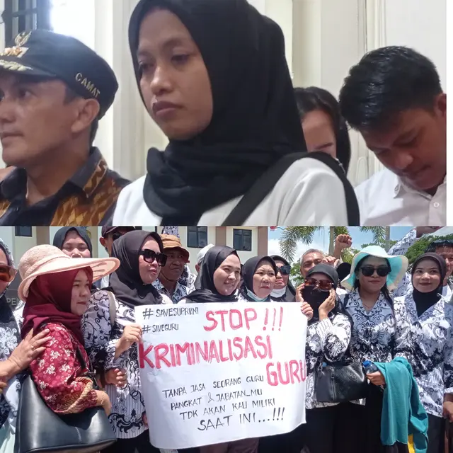 Supriyani guru honorer di Konawe Selatan, mengaku di PN Andoolo diperas oknum polisi.