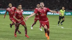 Striker Persija Jakarta, Marko Simic, merayakan gol yang dicetaknya ke gawang Bali United pada final Piala Presiden di SUGBK, Jakarta, Sabtu (17/2/2018). Persija menang 3-0 atas Bali United. (Bola.com/Vitalis Yogi Trisna)