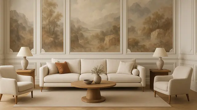 Model Ruang Tamu dengan Wall Moulding 2025/Ilustrasi oleh AI