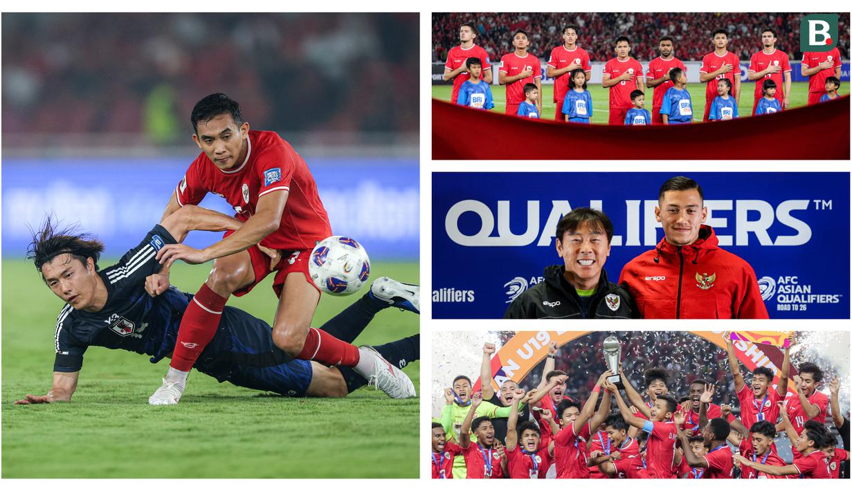 Berikut ini potret perjuangan Timnas Indonesia sepanjang tahun 2024, mulai dari perjuangan mereka di Piala Asia 2023, lolos ke putaran ketiga Kualifikasi Piala Dunia 2026, hingga berkompetisi di Piala AFF 2024. Tak hanya itu, deretan prestasi gemilang dari Skuad Garuda Muda dan Timnas Indonesia Putri terangkum ke dalam galeri khusus kaleidoskop 2024 ini. (Bola.com/Bagaskara Lazuardi)