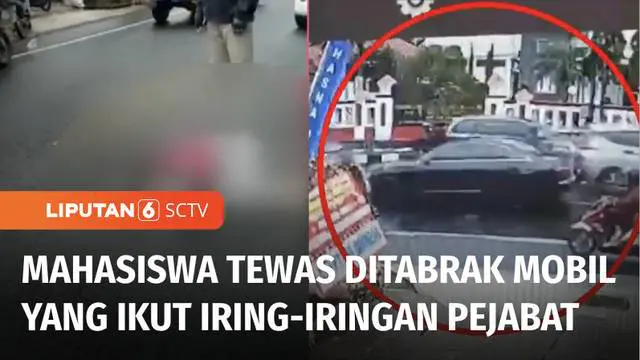 Seorang mahasiswi tewas usai tertabrak mobil yang ikut dalam iring-iringan pejabat di Cianjur, Jawa Barat, dari arah berlawanan. Pelaku langsung kabur setelah menabrak korban.