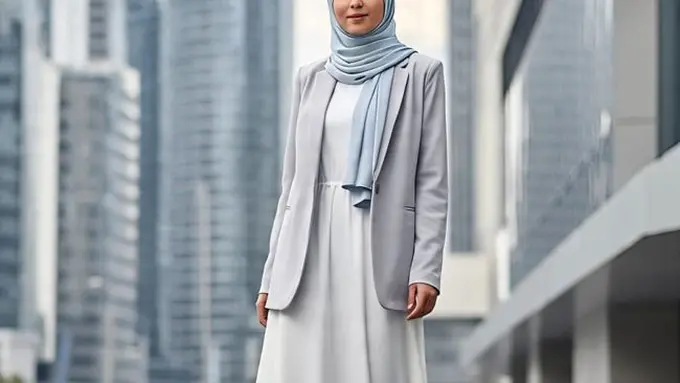 Ilustrasi Blazer dan Dress Putih (Sumber Gambar: Meta AI)