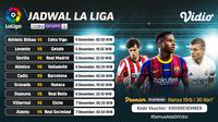 Pertandingan lengkap Liga Spanyol pekan ke-12 dapat disaksikan melalui platform streaming Vidio. (Dok. Vidio)