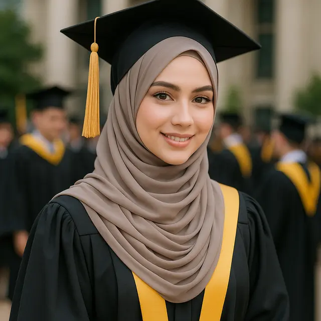 7 Model Hijab Wisuda Menutup Dada, Syar’i dan Elegan di Hari Spesial (sumber:AI)