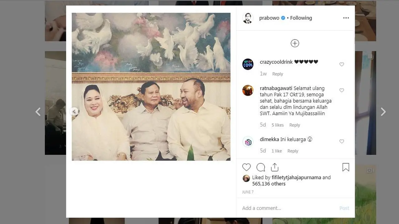 Prabowo Subianto bersama mantan istrinya Titiek Soeharto dan anak tunggalnya Didit Hedi Prasetyo
