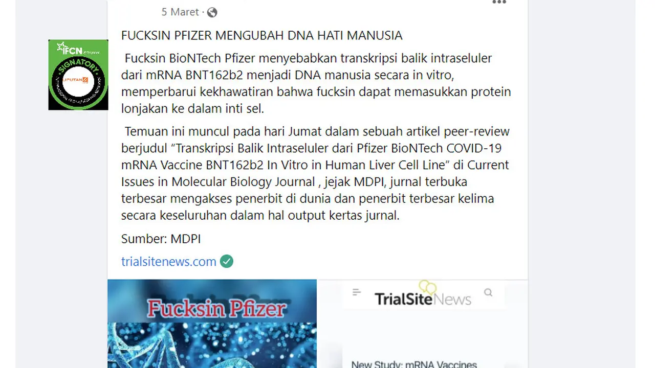 Penelusuran klaim vaksin Pfizer mengubah DNA hati manusia