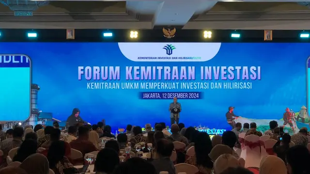 Menteri Investasi dan Hilirisasi/Kepala Badan Koordinasi Penanaman Modal (BKPM) Rosan P. Roeslani dalam Forum Kemitraan Investasi 2024, di Jakarta, Kamis (12/12/2024). (Tira/Liputan6.com)