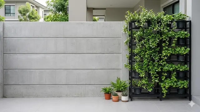 Ide Pagar Rumah Modern dengan Tanaman Rambat yang Tetap Sulit Dipanjat. Gemini