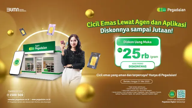 Banjir Diskon Jutaan Rupiah di Cicil Emas Pegadaian, Begini Cara Dapat Promonya!