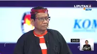 Cawapres nomor urut 3 Mahfud MD saat Debat cawapres di JCC Senayan, Jakarta, Jumat (22/12/2023).&nbsp;