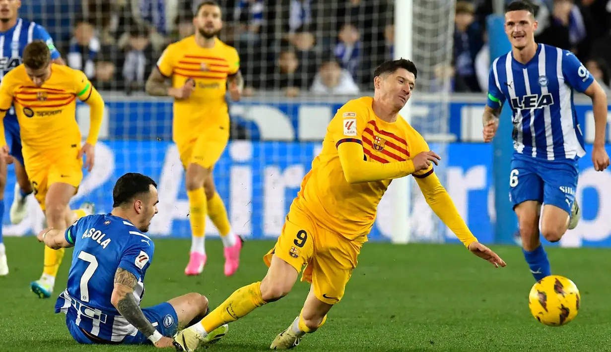 Tiga gol kemenangan Barcelona dicetak oleh Robert Lewandowski, Ilkay Gundogan, dan Vitor Roque. (AP Photo/Alvaro Barrientos)