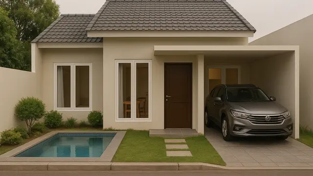 Rumah Sederhana 1 Lantai dengan 2 Kamar Tidur (Foto: Rizka Nur Laily via ChatGPT)