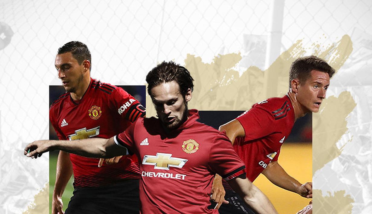 Matteo Darmian, Daley Blind dan Ander Herrera. (Bola.com/Dody Iryawan)