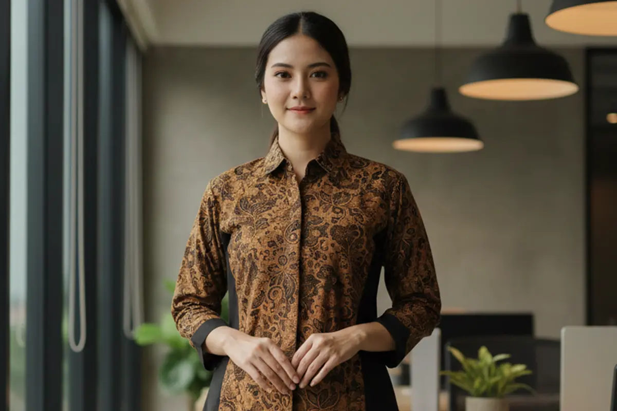 Model Atasan Batik Berkerah untuk Wanita Karir