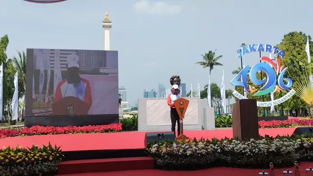 Penjabat (Pj) Gubernur DKI Jakarta Heru Budi Hartono resmi melakukan pencanangan jelang Hari Ulang Tahun (HUT) Jakarta ke-496
