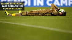Gianlugi Donnarumma melakukan blunder fatal saat AC Milan ditahan imbang Pescara 1-1