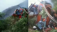 Kondisi helikopter Basarnas yang mengalami kecelakaan di Temanggung, Jawa Tengah. (Kemensos RI)