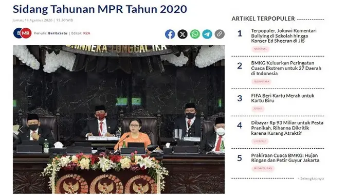 <p>Gambar tangkapan layar artikel dari situs beritasatu.com. </p>