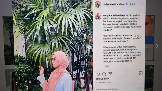 Unggahan Nadya Mustika Rahayu. (Foto: Instagram @nadyamustikarahayu)