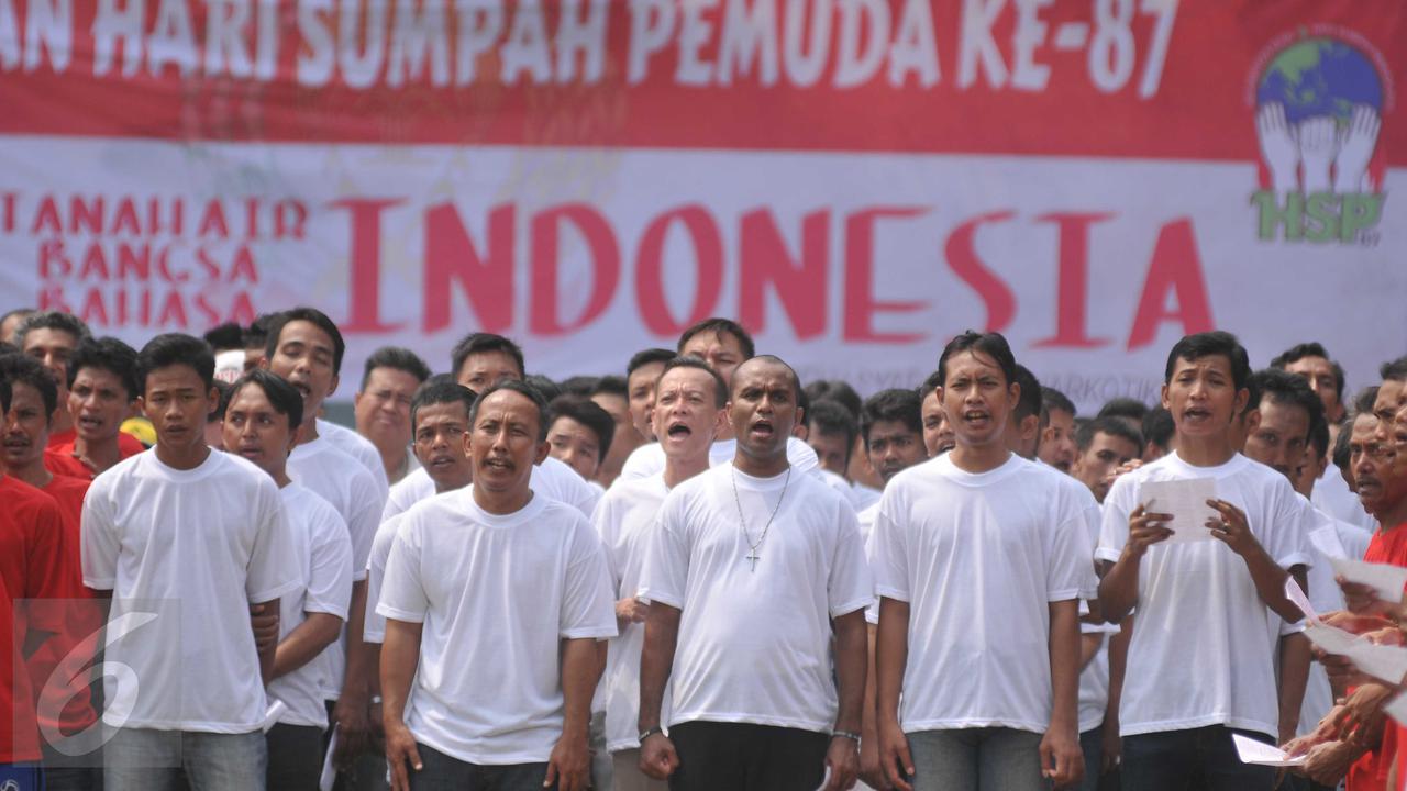 20151028-Ribuan Napi Narkotika Coba Pecahkan Rekor MURI di Hari Sumpah Pemuda-Jakarta