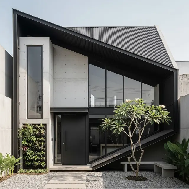 Gambar Rumah Minimalis Atap Miring ke Belakang
