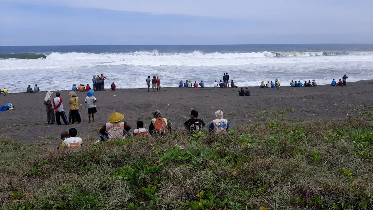 2 nelayan terseret jaring dan tenggelam di Laut Kidul, Kebumen,  Jawa Tengah. (Foto: Fortasi/Liputan6.com)