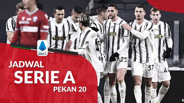 Berita motion grafis jadwal Liga Italia 2020/2021 pekan ke-19, Juventus bertandang ke markas Sampdoria.