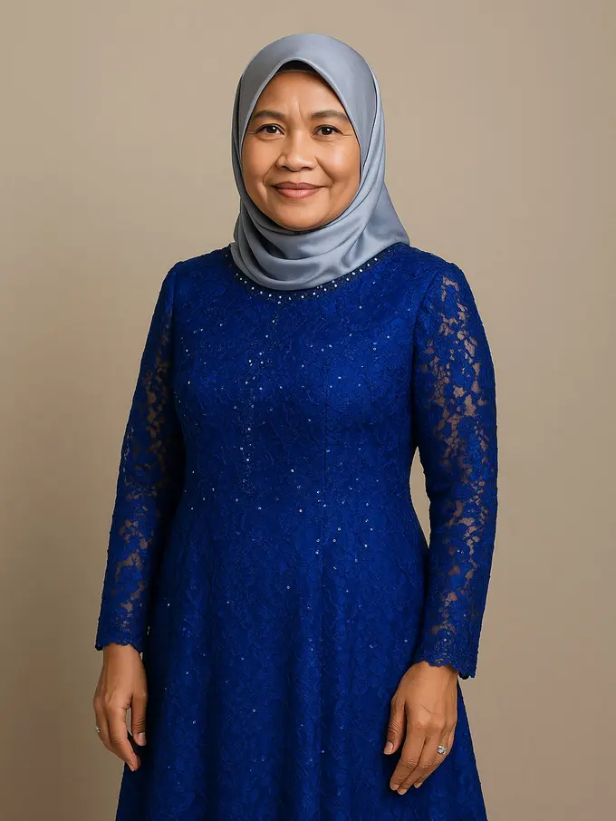 Gamis Brokat Warna Bold yang Tetap Classy untuk Ibu-ibu agar Tampak Lebih Muda (Image by ChatGPT)