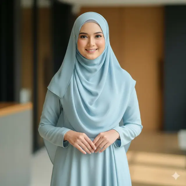 Dress Kerah Tinggi Kombinasi Pastel