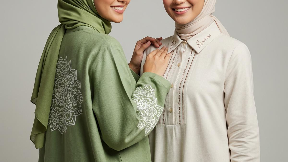 7 Model Dress Muslim Kombinasi Linen dan Bordir Elegan Terbaru 2025: Tampil Anggun dan Syar'i