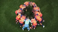 Para pemain Timnas Spanyol berkumpul sebelum pertandingan Grup H Piala Dunia 2026 antara Spanyol dan Cabo Verde di Stadion Atlanta pada 16 Juni 2026 di Atlanta, Georgia. (Justin Setterfield/Getty Images via AFP)