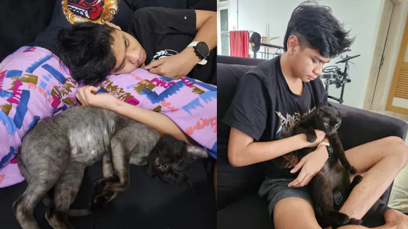 David Ozora dan Kucing Hitam yang Tak Lain Hewan Peliharaan Kesayangannya. Rupaya, Kucing Hitam Menggemaskan Ini Punya Kisah yang Mirip dengan David Latumahina, Pernah Sama-Sama Dirawat Selama 2 Bulan di ICU (twitter.com/seeksixsuck)