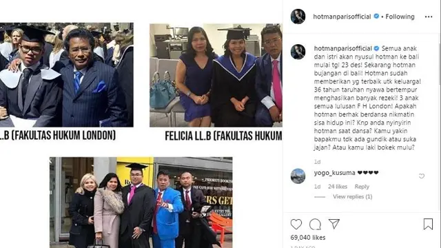 Unggahan Hotman Paris di Instagram. (Foto: Dok. Instagram @hotmanparisofficial)
