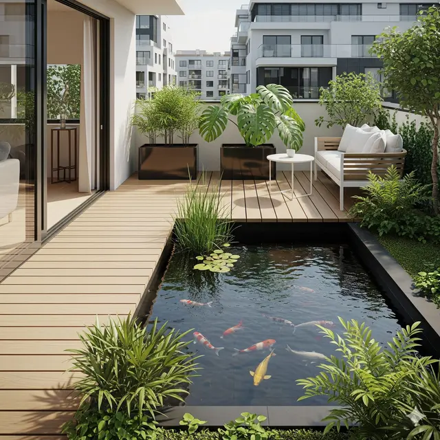 Kolam Terintegrasi dengan Decking Kayu