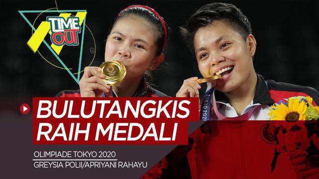 Berita video time out tentang raihan medali dari tim bulutangkis lewat Greysia/Apriyani dan Anthony Ginting di ajang Olimpiade Tokyo 2020.