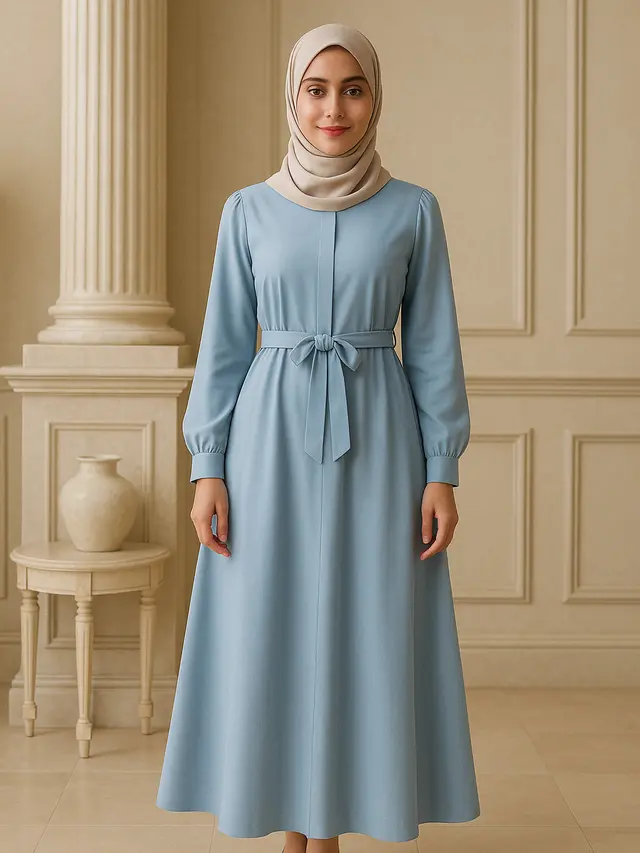 Model Gamis Biru Muda Terbaru 2025 yang Kasual