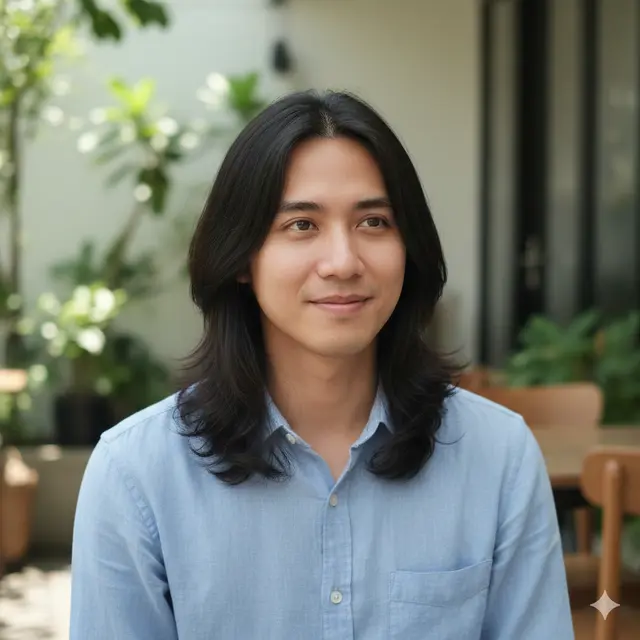 Model Rambut Pria Comma Hair Panjang (Foto: Gemini AI)
