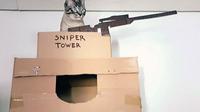 Miniatur rumah kucing terbuat dari kardus. Sumber: BoredPanda