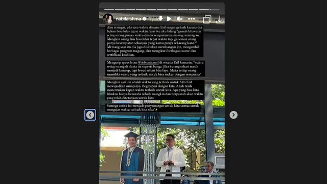 Penuhi Janji, Nabila Ishma Hadir Jadi Pendamping di Wisuda Mendiang Eril Anak Ridwan Kamil. (instagram.com/nabilaishma)