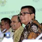 Ketua Pansus Angket KPK, Agun Gunanjar jelang rapat koordinasi dengan BPK RI di Gedung BPK RI, Jakarta, Selasa (4/7). Pertemuan tersebut berlangsung tertutup. (Liputan6.com/Helmi Fithriansyah)